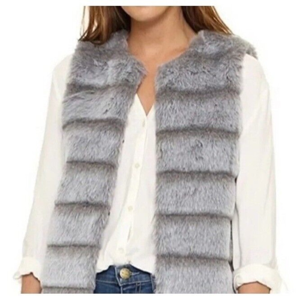 Joie Faux Fur Vest Andrina Luxe Silver Gray Women’s M